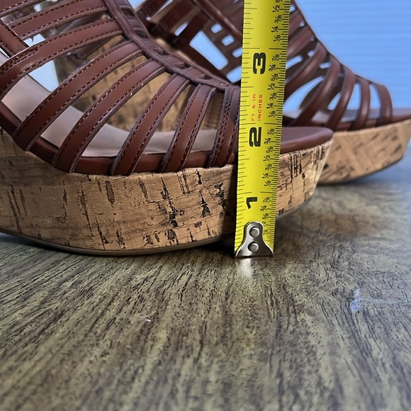 Franco Sarto Sombre Brown Cork Wedge Strap Platform Sandals Size 8.5 - Picture 15 of 17